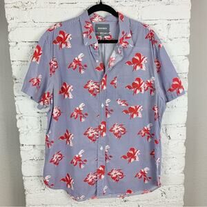 Bonobos Standard Fit Riviera Striped Floral Aloha Button Down Short Sleeve XL